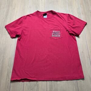 Vintage Harley-Davidson red t-shirt Sz M/L City Cycle Sales Junction City, KS.